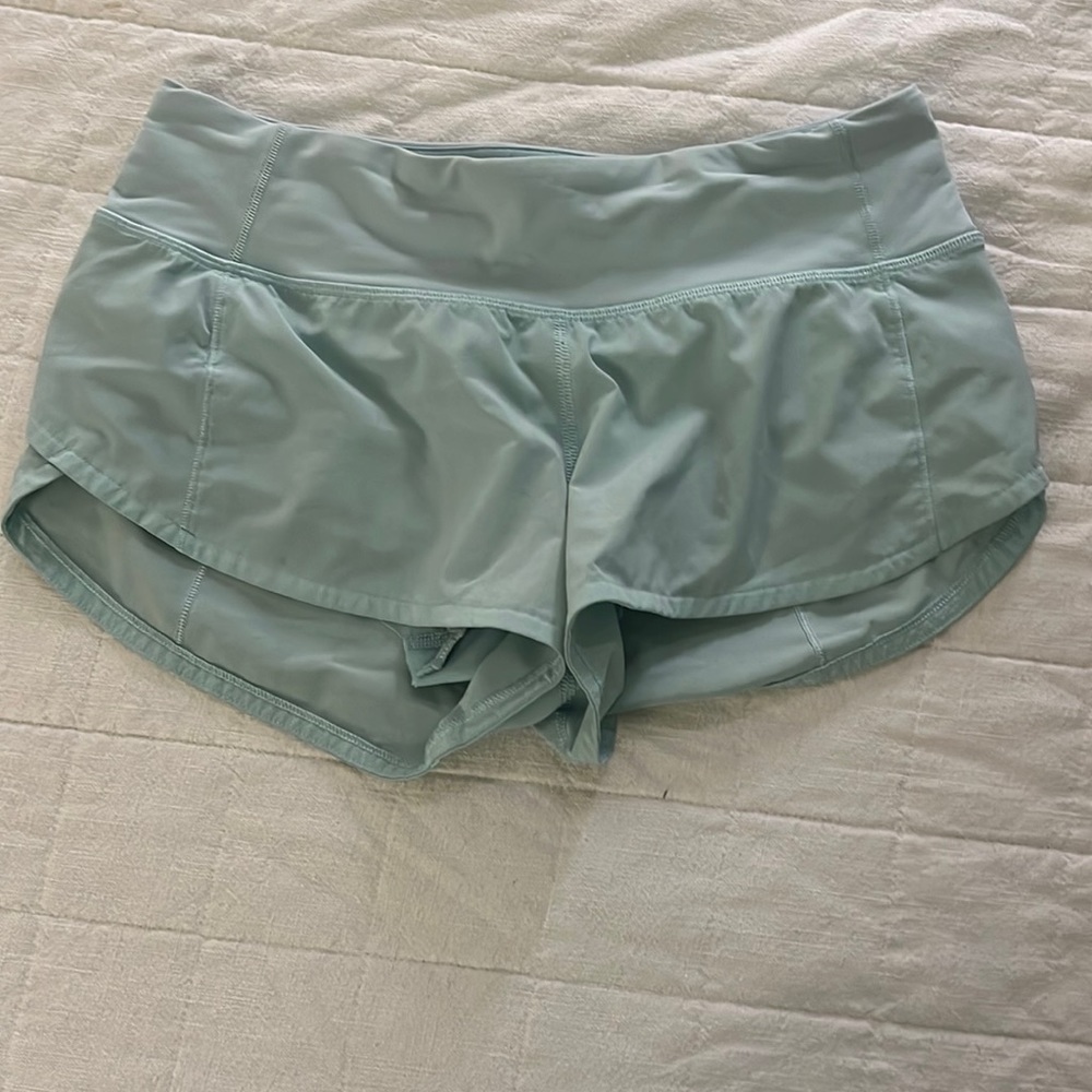 lululemon sky blue speed up shorts